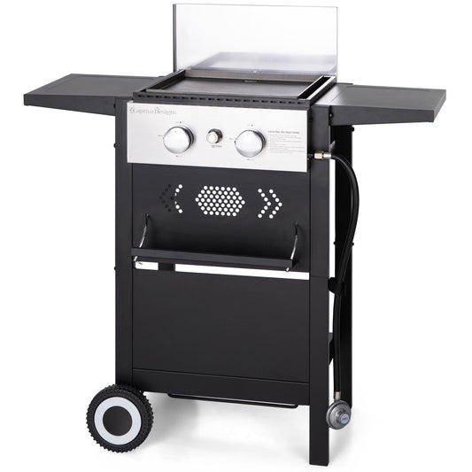 & William 2-Burner Gas Grill and Griddle Combo with Wheels